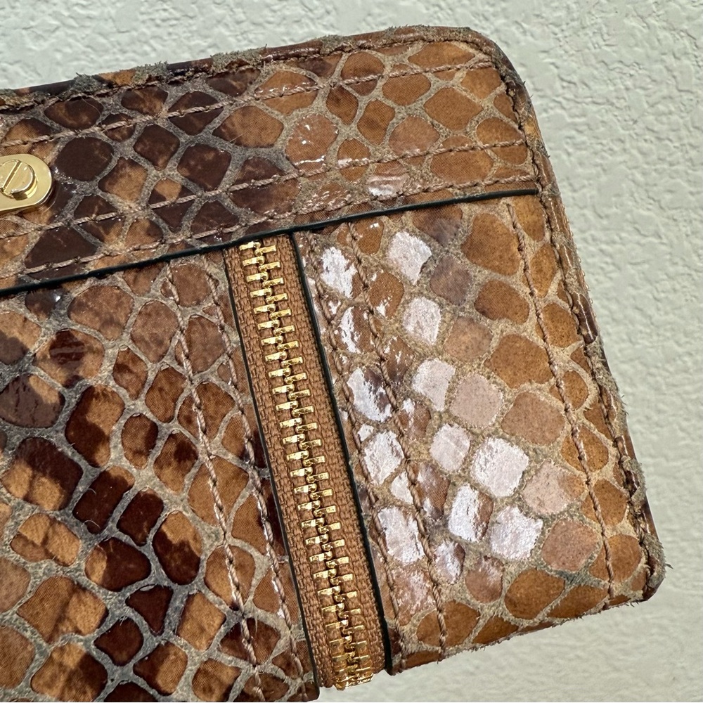 Michael Kors Moxley Brown Python Leather Gold Zip… - image 8